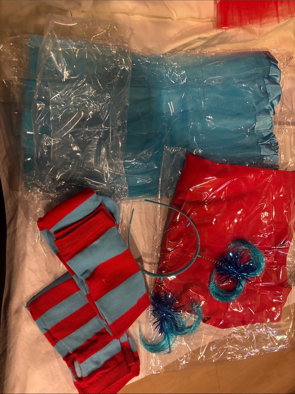 5pc Women  Blue Tulle Tutu Costume Set with Red Shirt, skirt,headband,etc